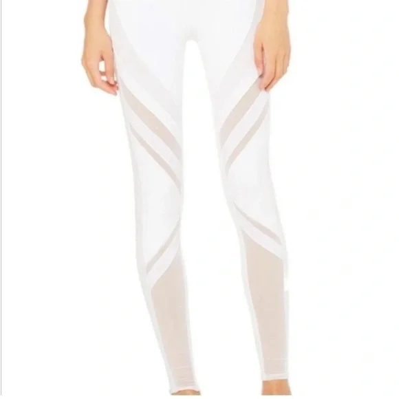 ALO Yoga EPIC White Mesh Panel Leggings size Small - Picture 2 of 14